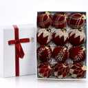 Velvet Glitter Christmas Ball Ornaments, 3.15 Inches Luxury Christmas Decorations, Elegance Modern Hanging Ornaments for Xmas Tree, Party, Wedding, Home Decor (Red)