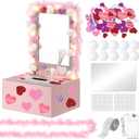 Thyle 38 Pcs Valentines Vanity Box Mailbox DIY Craft Kit Vanity Desk Card Box Making Set Valentines Day Table Mailbox for School Classroom Game Activities Exchange Gift Holiday Party Favor Decoration