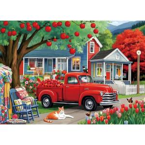 1000 Piece Puzzle for Adults Clearance, Thanksgiving Day Fall Harvest Countryside Fun Puzzles for Adults with HD Print & Poster, 27.5" X 19.7" Dust Free, for Gifts Christmas Family Games