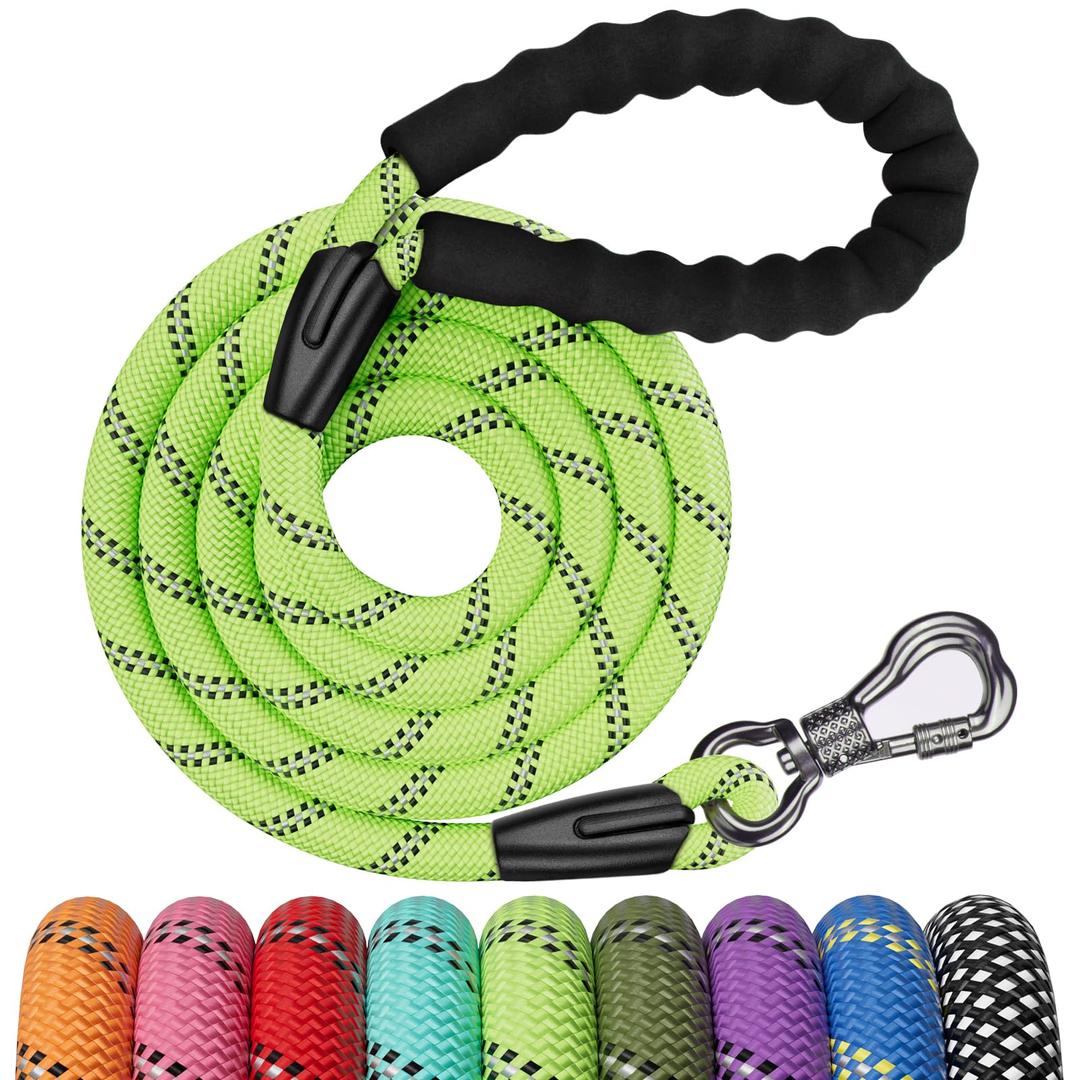 NTR Heavy Duty Dog Leash,20FT Rope Leash for Training with Swivel Lockable Hook,Reflective Threads and Comfortable Handle,Dog Lead Walking,Hunting,Camping Medium Large (Black), 20ft*3/5/''
