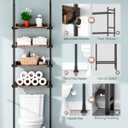 ALLZONE Bathroom Organizer, Over The Toilet Storage, 4-Tier Adjustable Wood Shelves for Small Rooms, Saver Space Rack, 92 to 116 Inch Tall, Narrow Cabinet, Rustic Brown