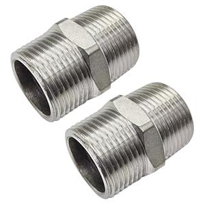 JoyTube 1" Male to 1" Male NPT Hex Nipple, Pipe Fittings 304 Stainless Steel Threaded (Pack of 2)