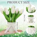Suncalla 2 Pack Small Artificial Tulips Plant in Pots Faux Flower Potted Plants White Arrangement Rustic Home Decor 7.9" Tall for Farmhouse Table Centerpiece Windowsill Country Indoor Decor