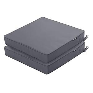 Comcaver Outdoor Chair Cushions 24 x 24 Inch Waterproof Patio Chair Cushions with Tie 5 Year Color Fastness Thick Outdoor Seat Cushion for Garden Lawn Patio Furniture Dark Grey Set of 2