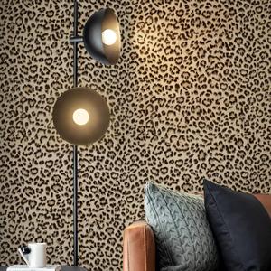 JiffDiff Leopard Print Peel and Stick Wallpaper, Waterproof Removable Self Adhesive Textured Wall Paper, Yellow Unique Funky Cheetah Contact Paper for Bedroom and Bathroom 800"X17.3"(96.2 sq. ft) (Black/Gold)