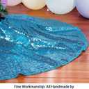 ShinyBeauty Mini Tree Skirt Teal Sequin Tree Skirt Turquoise 24Inch Christmas Tree Skirt Sparkly Aqua Xmas Tree Ornament Christmas Tree Skirt for Small/Slim/Pencil/Tabletop Trees