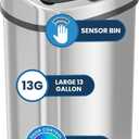 iTouchless 13 Gallon Oval Sensor Trash Can with Odor Filter, Fingerprint-Proof Stainless Steel, 50 Liter Automatic Kitchen Garbage Bin, Smart Hands-Free Motion Lid, Quiet Soft-Close, Brushed Silver