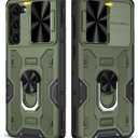 Caka for Samsung Galaxy S23 Plus Case, S23 Plus Case with Slide Camera Cover & Kickstand with Built-in 360 Rotate Ring Stand Magnetic Protective Case for Galaxy S23+ 5G- Green