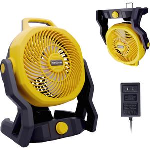 Cordless Jobsite Fan Fit for Dewalt 20V, Battery Powered Portable Fan with Brushless Motor, 750 CFM Variable Speed, or AC Power for Outdoor, Camping, Workshops, Office, Home, RVs (TOOL ONLY)