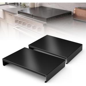 Stainless Steel Gas Stove Top Cover, Multi-functional Noodle Board, Cooktop Cover for Expanding Kitchen Space, Robust and Durable, 15"x 22"x3.2" (2, Black), 21.6"L x 2.6"W