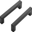 Ravinte 3 Pack Black Cabinet Pulls 3-3/4 Inch Square Kitchen Cabinet Handles Matte Black Kitchen Hardware for Drawer Pulls Drawer Handles Come with Screwdriver