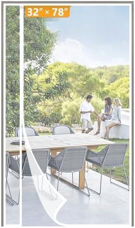 yotache White Reversible Side Opening Magnetic Screen Door Fits Door Size 32 x 78, Unobstructed View Upgraded Polyester Mesh for Back Door, Actual Screen Size 34" x 79"