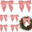 AIMUDI Pink Fur Bows 5''6'' Christmas Bows for Gift Wrapping Present Bows Faux Fur Bows for Christmas Trees Fireplaces Wreaths Crafts Home Outdoor Winter Decoration, 12 PCs