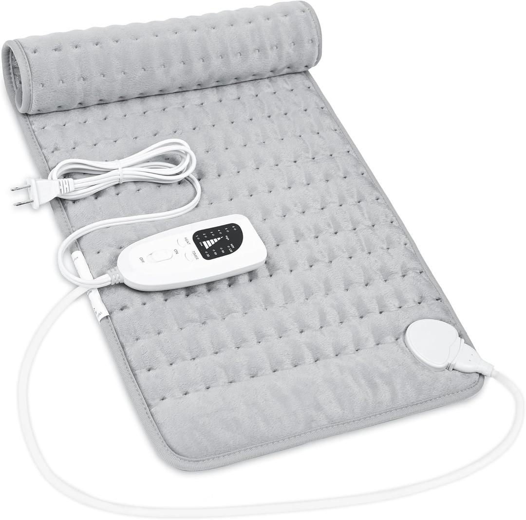 Heating Pad,Electric Heating Pads for Back,Neck,Abdomen,Moist Heating Pad for Shoulder,Knee,Arms and Legs,Dry & Moist Heat & Auto Shut Off Birthday Gifts for Women Mothers Day(Light Gray, 24''12'') (12" x 24")