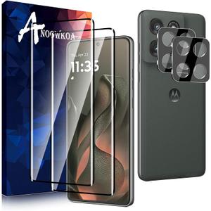2 Pack Designed for Motorola Edge 2025 3D Screen protector + [2 Pack] Moto Edge 2025 Camera Lens Tempered Glass protector.9H Hardness.Anti-Fingerprint.No Air-Bubbles.Easy Installation