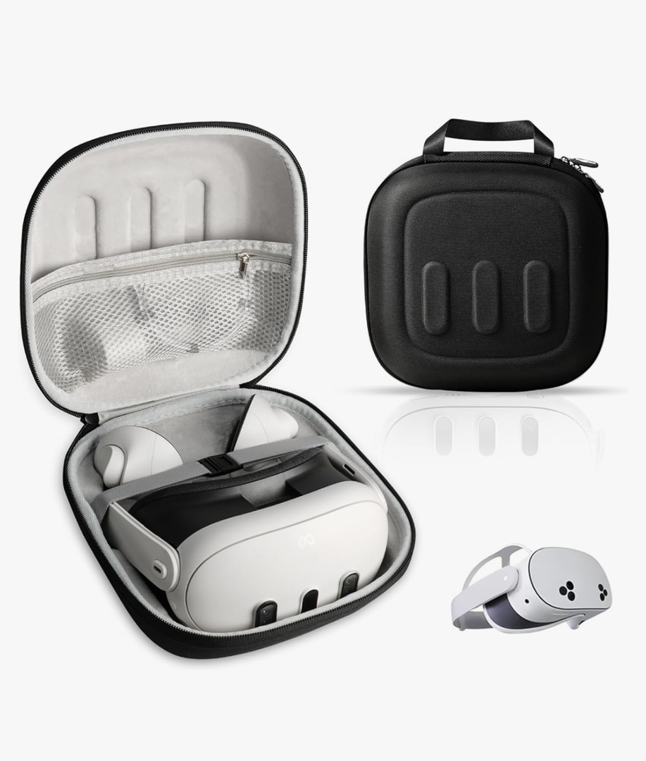 Q3S Hard Carrying Case for Meta Quest 3/Quest 3S VR Headset, Touch Controller, Original Fabric Strap & Accessories, Ideal for Travel & Home Storage with Comfort Protection