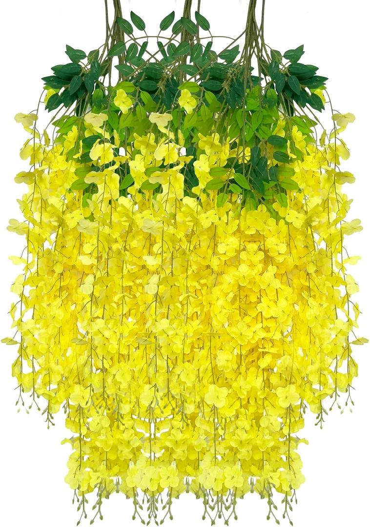 12 Pack Yellow Wisteria Hanging Flowers Garland, 3.77 Feet Artificial Flower Vines, Fake Wisteria, Artificial Vines Hanging Garland for Backdrop Outdoor Yard Garden Decor 12 Pack Yellow Wisteria Hanging Flowers Garland, 3.77 Feet Artificial Flower Vines, Fake Wisteria, Artificial Vines Hanging Garland for Backdrop Outdoor Yard Garden Decor