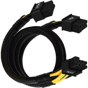 8 Pin PCIe Cable for Corsair PSUs, ATX CPU 8 Pin Male to Dual PCIe (6+2) Male Power Adapter Sleeved 25-inch+9-inch (63cm+23cm)