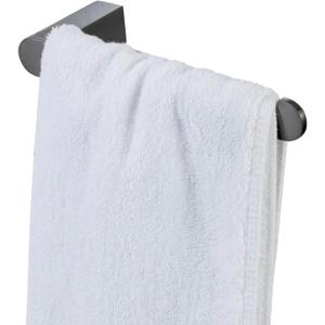 MyGift 7.9 Inch Gunmetal Hand Towel Holder Rack, Wall Mounted Premium Hotel Series Dark Gray Metal Hook for Hanging Hand Drying Towels, Bathroom Hand Towel Ring (Black)
