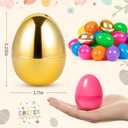 50 PCS 2.4"" Plastic Easter Eggs, 42 Pcs Empty Easter Eggs with 8 Golden Eggs, Fillable Egg with Hinge for Easter Hunt, Basket Stuffers, Classroom Prizes, Party Favors Supplies