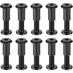 uxcell Screw Post Fit for 5/16"(8mm) Hole Dia, Male M6x20mm Binding Bolts Leather Fastener Carbon Steel Black 10 Sets