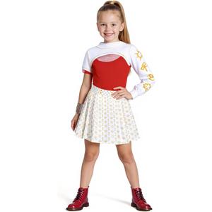 Zombie Girls Costume Kids Character Halloween Cosplay Mesh Top Pants Hooded Coat 3PCS Uniform Outfits (4-5 Years, Red 02)