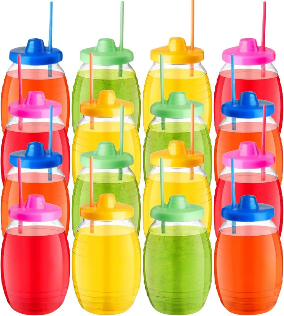 Clear Plastic Jars Vitroleros 16.9 fl oz with Lids  Pack of 48 Reusable Containers for Storage, Durable Plastic Jar with Lid for Kitchen, Crafts, and Pantry Organization