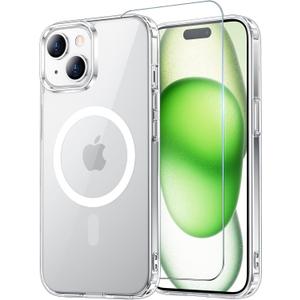 Temdan for iPhone 15 Case Clear, [Compatible with Magsafe][Anti-Yellowing][Military-Grade Protection] Shockproof Slim Phone Sleeve Case for iPhone 15, Clear