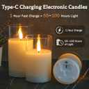 Rechargeable Flameless Glass Pillar CandlesMothers Day Gifts,Set of 3, Realistic Flickering LED Light,Remote & Timer, Ideal for Living Room, Bedroom & Birthday Gifts for Mom