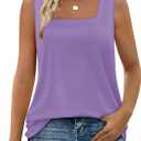 WIHOLL Going Out Tops for Women Square Neck Tank 2026 Summer Spring Outfits Casual Blouses Shirts Purple, M