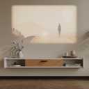 47'' Floating TV Stand,Wall Mounted TV Console,Floating TV Cabinet,Under TV Shelf for Bedroom Living Room(White)