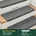 MBIGM Bullnose Non-Slip Stair Treads w/Reusable Adhesive 14 Pack 9.5" x 30" Wooden Steps Protection - TPU Backing with Steel Reinforcement - Anti-Slip Solution Basketweave Dark Gray