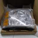 Chevy Silverado Headlights Assembly for 2007 2008 2009 2010 2011 2012 2013 Chevy Silverado 1500/2007-2014 Silverado 2500HD 3500HD Chrome Housing Amber Reflector Replacement HeadLamp Pair (A-Chrome Housing Amber Reflector)