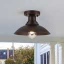 GOLDHILL 10.5" Oil Rubbed Bronze Semi Flush Mount Ceiling Light, Rust-Resistant Powder Coated Metal Barn Fixture for Kitchen, Covered Porch & Patio, Damp Rated