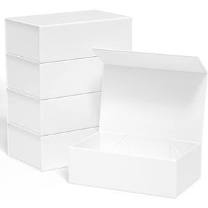Gift Box, 10' x 6' x 3', 5PCS, White, Luxury Gift Packaging with Magnetic Closure Lid, Ideal for Christmas, Thanksgiving, Wedding, Mother's Day, Birthday Gifts