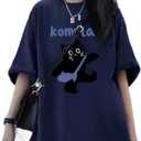 Women Vintage Oversized T-Shirt Y2K Cat Graphic Harajuku Tee Tops Summer Emo Grunge Streetwear Preppy Gothtic Clothes (XXXL)