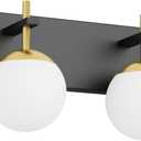Ralbay 2-Light Black and Gold Vanity Lights Mid Century Modern Bathroom Wall Lighting Milky Glass Globe Black Gold Vanity Light for Bathroom