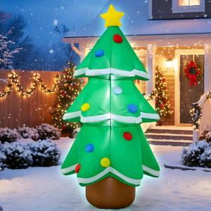 4FT Christmas Inflatable Blow up Christmas Tree Decoration with LED Light Indoor Outdoor Graden Yard Lawn Party Holiday Decor