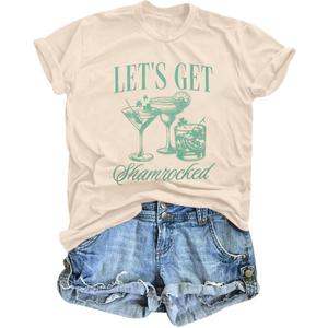 Womens St Patrick's Day Shirts Let The Shenanigans Begin Shirt Lucky T Shirt Shamrock Tee Funny Sayings Tops (S)