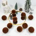 12 Pcs 3.15 Inch Velvet Christmas Tree Ornaments BulkFlocked Christmas Balls Plastic Shatterproof Xmas Hanging Ornaments Decorations Set for Tree Garland Wreath (Brown)