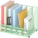 SUPEASY Desk Organizers Metal Desk Magazine File Holder with 5 Vertical Compartments Rack File Organizer for Office Desktop, Classroom, Home Workspace, Green