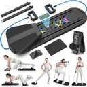 Pilates Board for Home Workout, Foldable Pilates Reformer Set for Women 6-in-1 Portable Folding Mini Pilate Kit Machine Equipment (Black)