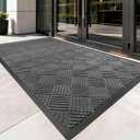 Front Door Mat, Heavy Duty Indoor Outdoor Doormat, 48" x 36" Low Profile Outdoor Mats for Home Entrance, Stain and Fade Resistant Welcome Mat Ideal for High Traffic Area, Diamond Grey