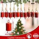 AKATVA Red Christmas Ornaments Set  Vintage Christmas Decor for Tree  Red Christmas Bells  Christmas Tree Ornaments for Holiday Season  Rustic Bells Hanging Ornaments  Set of 10 Pieces (10 pcs Round Shape)