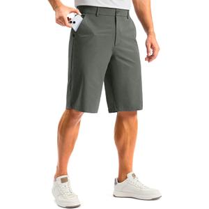 G Gradual Men's Golf Shorts 12" Long with 4 Pockets Lightweight Casual Knee Length Short Quick Dry Hiking Work Travel Shorts (Grey Sage,34)