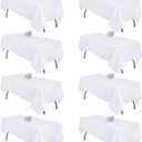 8 Pack White Table Cloth 60x126 Inch Rectangle Tablecloths for 8 Foot Rectangle Tables, Wrinkle Resistant Washable Polyester Fabric Rectangular Table Cover for Dining Banquet Wedding Party