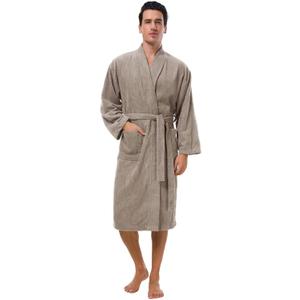SIORO Men's Terry Cotton Robe, Absorbent Kimono Towel Bathrobe for Spa and Hotel, Soft Shower Calf Length Cloth with Pockets (Medium, Falcon)
