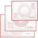 Silicone Baking Mat With Measurement Function Set of 3 Use Food Grade Silicone Ldeal for Dough Rolling Pie Crust Bread Making and Making Cookies (23.6×15.7,19.6×15.7, 15.7×11.8inch, Red)