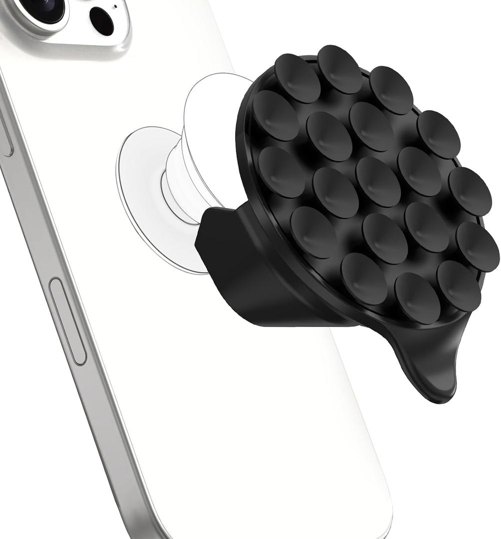 ivoler MagSuction Suction Phone Mount for Pop Socket, Universal Holder Stand for Phone Grips, Powerful Suction Cup, Fits The Smartphones with Pop Grip, Black
