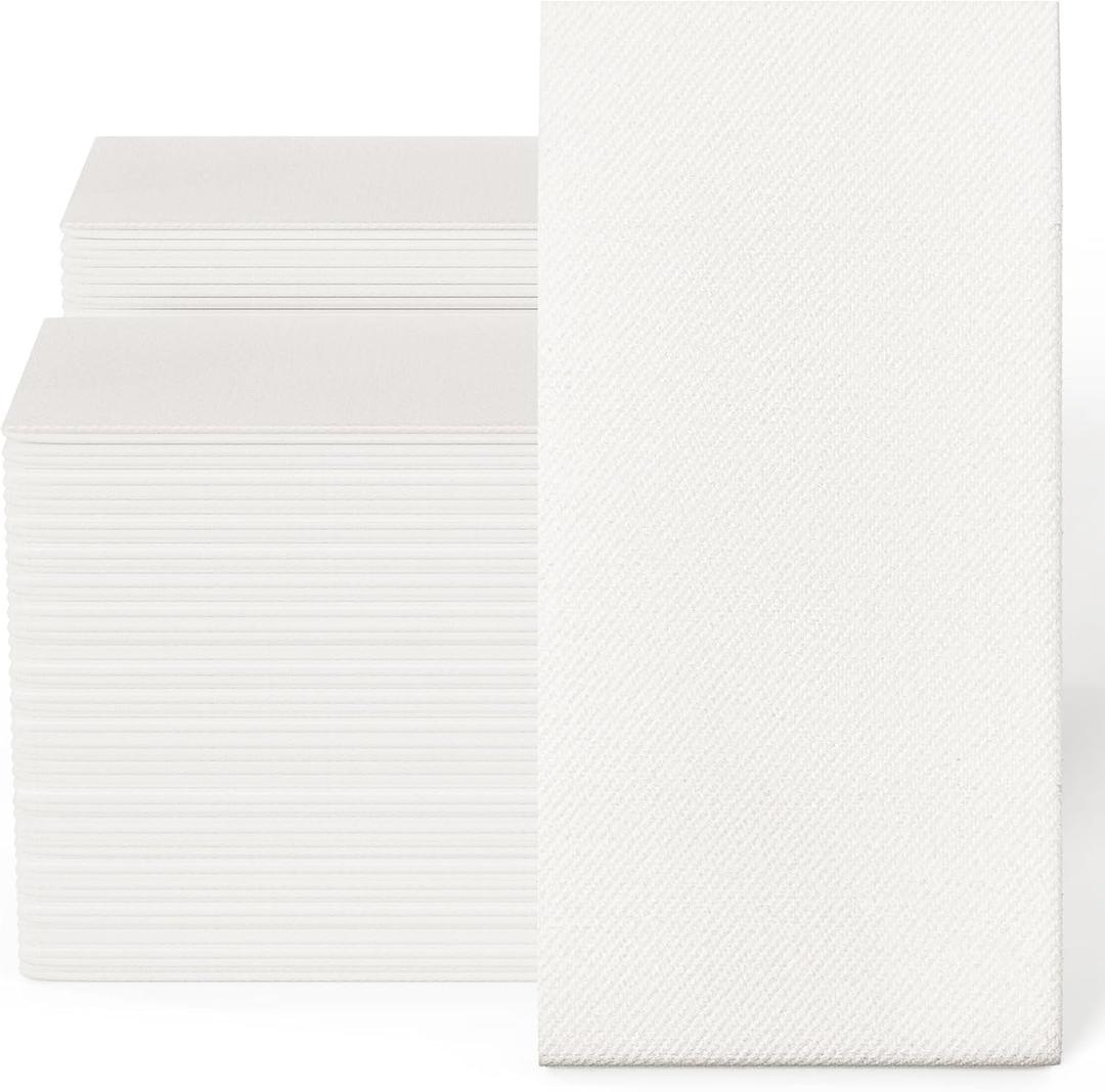 200 Pack Disposable Guest Towels Soft and Absorbent Linen Feel Paper Hand Towels Decorative Bathroom Hand Napkins for Kitchen, Parties, Weddings,Halloween (white)
